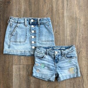Cat and Jack Jean Shorts and Jean Skirt.  Girl’s size XS (4/5).